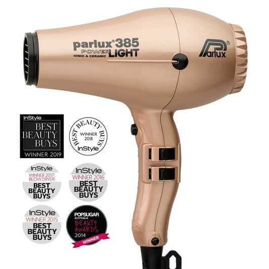 3x Parlux 385 Power Light Ceramic Ionic Hair Dryer Light Gold