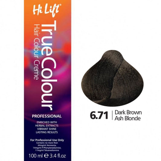 3x Hi Lift True Colour 6.71 Dark Brown Ash Blonde 100ml